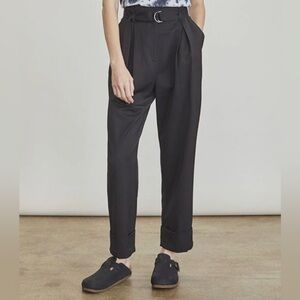 NWT Elizabeth and James Rock Pants In Dull Black Pleated Belted Paperbag Size 6